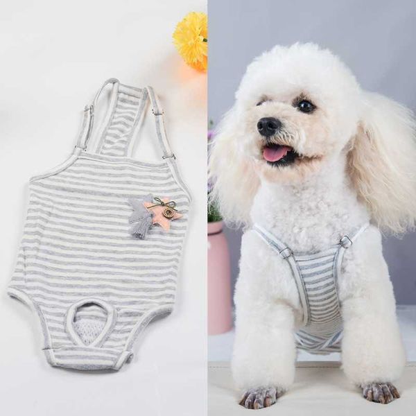 Vêtements pour animaux domestiques Pantalons sanitaires Sous-vêtements pour chiens Bretelles rayées Pantalons physiologiques pour animaux de compagnie