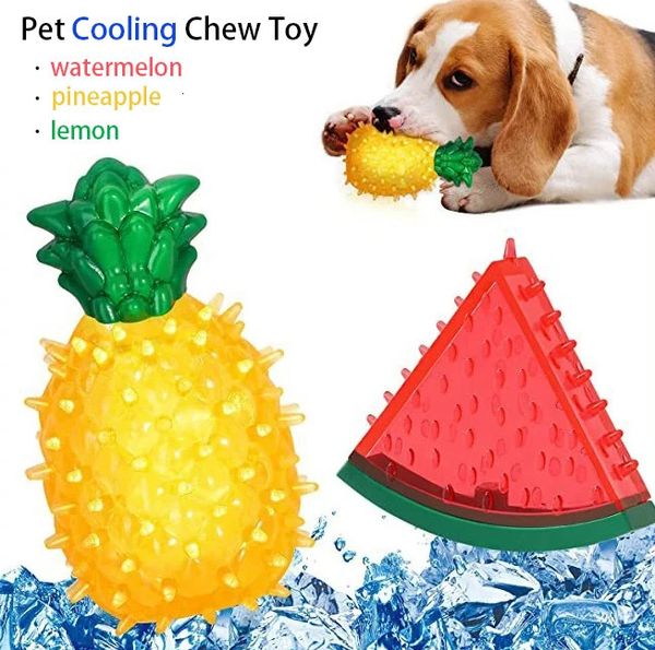 Pet Collite Toy Toy réutilisable Chauc Cat jouet de pied de dents Summer refroidissement pastèque Ananas citron durable glace Frozen Fruit Shape Toys 240523