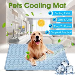 Animal refroidissement tapis chien chat somnifère tampon de glace fraîche en soie à assouplissement humide matire d'été petit animal lit froid lit 5 tailles 240418