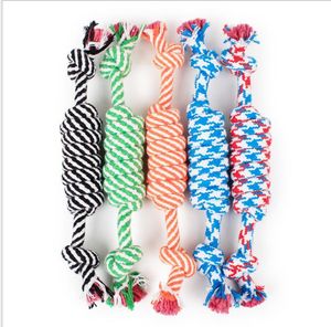 Corde en coton pour animaux de compagnie jouet à mâcher jouets pour chiens molaire nettoyage des dents pour animaux de compagnie tissage noeud corde nettoyer les dents jouet rayures coton cordes à mâcher