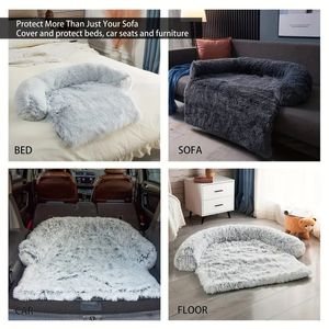 Pet Couch Cover, Kalmerende hondenbedmat, zachte pluizige pluche hondensofamat voor meubelbeschermer, afneembaar wasbaar huisdiermeubilair