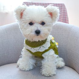 Animal de compagnie mignon pull 3d fleurs classiques fleurissant des vêtements en tricot à 2 pattes pour le froid petit chien moyen chat Nouveau arrivée