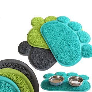 Pet Dish PVC Dinner Bowl Mat en relief Patte Style pour chien Chien Chat Chiot Plat Bol D'alimentation Alimentation PVC Mat Wipe Clean