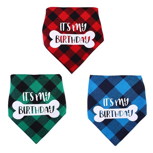 Bandana para perro mascota, bufanda de algodón con estampado de cumpleaños para perro, regalo, babero lavable, accesorios para perros medianos y grandes, suministros para mascotas