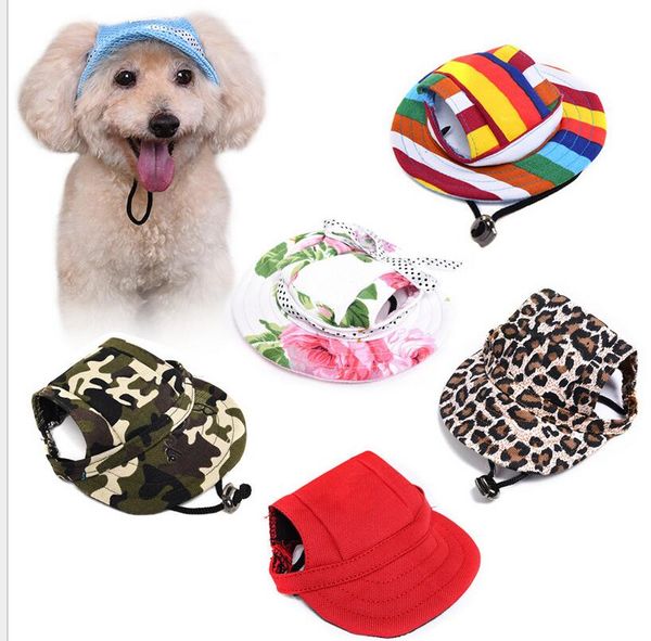 Pet Dog Baseball Cap Canvas Winter Warm Warm Sports Peak Cap with Ear Holes Summer Outdoor Sheading Dog Gat Puppy Geanie