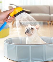 Spruzzatore da bagno per cani da compagnia Massaggio Bagno Soffione doccia Tubo morbido in PVC Shampoo Spazzola per toelettatura per cani Forniture per detergenti per gatti