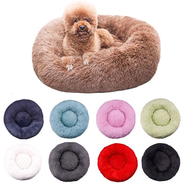 Pet Dog Bed Confortable Donut Round chien Kennel Ultra Soft Washable Dog and Cat Cushion Bed Winter Warm Doghouse Drop 231221