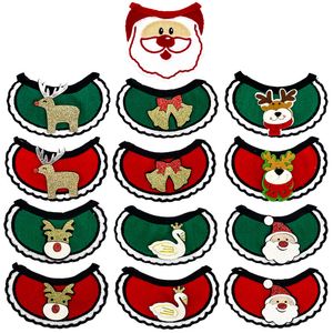 Bavoir pour chien de compagnie Noël serviette de salive pour animaux de compagnie chats et chiens écharpe universelle père noël décorations de fête de vacances w-00467