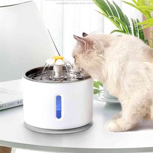 Pet Dog Cat Bowl Fontaine automatique Distributeur d'eau électrique Distributeur Conteneur avec affichage de niveau LED pour chiens Chats Boisson 210615