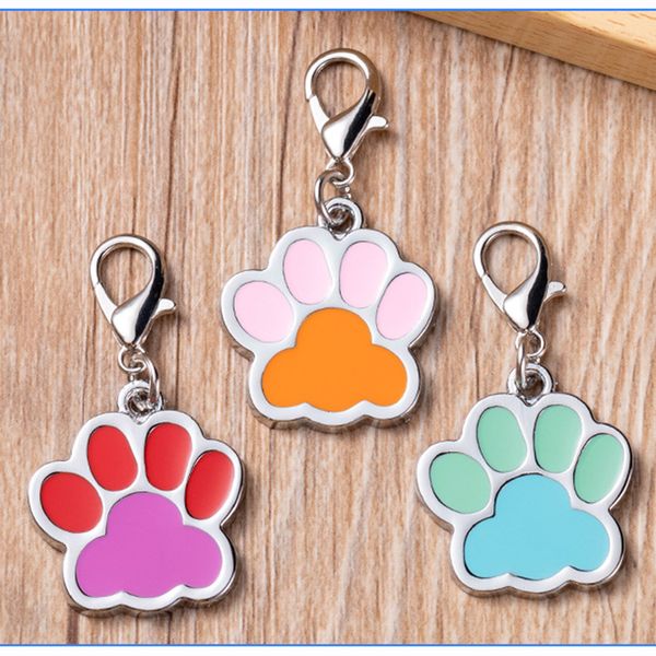 Pet Dog Cat ID Card Pendant Pets Dogs Tags Gravé Anti-lost Tag Metal Paw Nametag Pendentifs Chiot Collier Accessoires BH5321 WLY