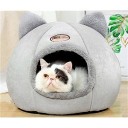 Pet Dog Cat Tent House Kennel Winter Warm Nest Soft Ttyteps Sleeping Mat Pad Algodón de alta calidad Small Dog Cat Bed Puppy House 201124