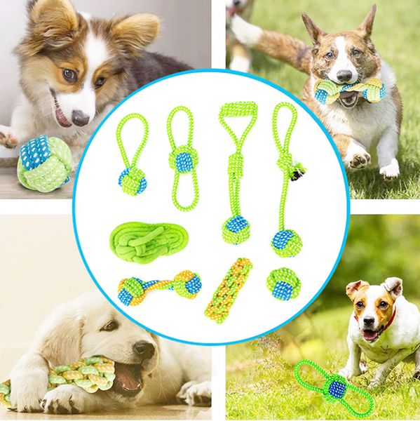 Jouets à mâcher pour chien de compagnie cordes en coton pour grands petits chiens jouet interactif Mini chien jouets balle pour chiens accessoires brosse à dents chiot jouet