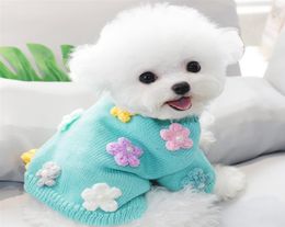 Vêtements pour chiens pour animaux de compagnie printemps et automne motif floral motif pull small chihuahua schnauzer bomei teddy vêtements8357444