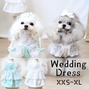 Vêtements pour chiens de compagnie robe de mariée pour chiens chiot jupe dentelle gaze été poméranien Teddy Yorkshire Corgi Bichon Shih Tzu Costumes