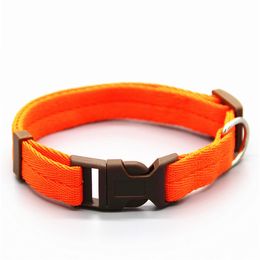 Collar de perros mascota clásico sólido poliéster básico poliéster collar de perros con cuerda de hebilla rápida 7 colores4237968