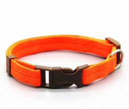 Pet Dog Collar Classic Solid Basic Polyester Nylon Dog Collar met Quick Snap Buckle Pull Rope 7 Colors8016711
