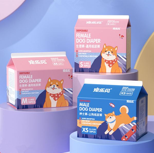 Pañales para perros y mascotas Pañales para perros transpirables para hombres y mujeres Pantalones menstruales para cachorros de peluche fisiológicos Envolturas para mascotas ajustables con indicador de humedad para el control de la humedad