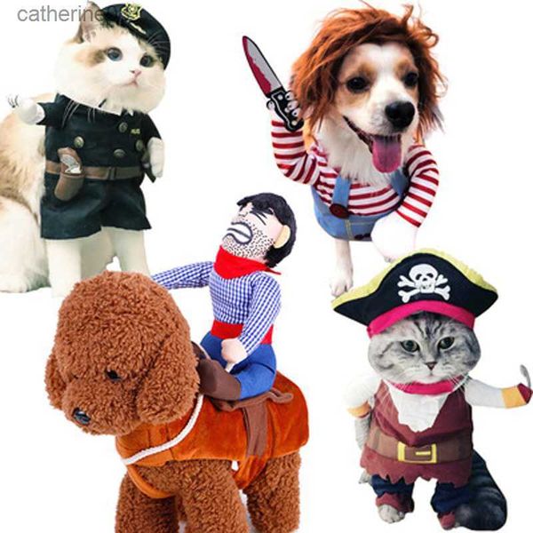 Perro mascota Ropa divertida Perros Cosplay Disfraz Halloween Navidad Trajes cómicos con peluca Conjunto Mascota Gato Perro Festival Fiesta Ropa L230621