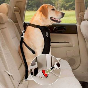Hond Harness leiband met verstelbare riemen ademende mesh harnas honden autostoel veiligheidsgordel 211006