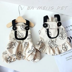 Pet Dog Jumpsuits For Rabbit Print Sling Dress Summer Winter Outfits Puppyrok Kleding 240411