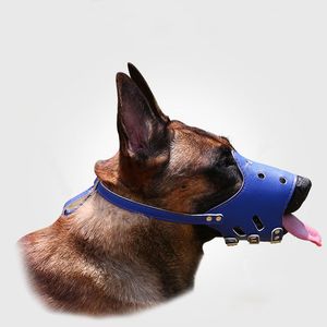 Muselières pour chiens de compagnie Réglable PU Mordre Aboyer Marche muselière sûre Laisse Colliers pour animaux de compagnie Fournitures pour animaux de compagnie noir rose