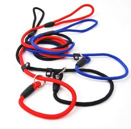 Huisdierhond nylon verstelbare kragen training lus slip riem touw lood klein formaat roodblauw zwarte kleur SN4154