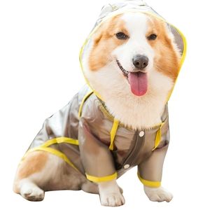 Pet Dog Raincoat Mat Vêtements Corgi Hooded Transparent Imperméable Imperméable Manteau Vêtements Pour Petits Et Moyens Y200917