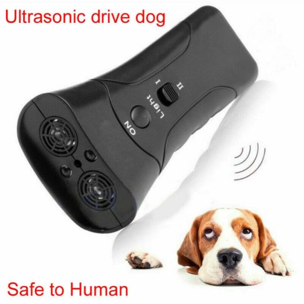 Repeler de perros de mascotas anti ladridos de ladridos eléctricos LED LED ultrasonic Dogs Adaptador Comportamiento de comportamiento de entrenamiento sin batería Negro