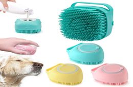 Pet Dog Shampooing Massageur Brusser Cat Masage Peigt Poix de toilettage Brosse de douche Scurber pour les cheveux courts Brosses en silicone souple4691695