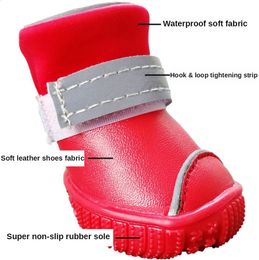 Chaussures pour chien de compagnie doux imperméable antidérapant résistant à l'usure en cuir chat Chihuahua bottes de pluie Mascotas Botas Perros Para accessoires 240119