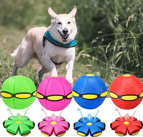 Pet Dog Toy Frisbee Ball Magic Flying UFO Balls Durable Soft Rubber Interactive Lancer Disc Ball Chiens Kid Outdoor Garden Beach Game Jouets