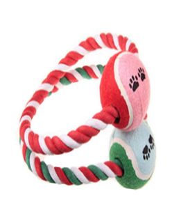 Jouets pour chiens de compagnie coton tressé corde nouée corde chien jouets balle de Tennis à mâcher morsure chat jouet pour animaux de compagnie jouant corde anneau jouet interactif balle Pr2238621