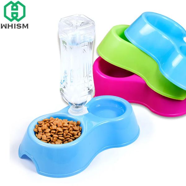 Bols d'eau pour chiens animaux de compagnie Puppy Chat à boire Disenseur Dispeller Produit de compagnie Plastic Dual Utilisation d'aliments alimentaires Plat