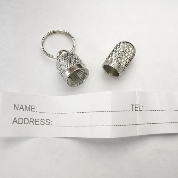 Mascotas Perros Gatos Etiqueta Collar Metal Anti Pérdida Cachorro Nombre del gato Dirección de identificación Número de teléfono Secreto Barril Tubo Suministros de decoración para mascotas TH1235