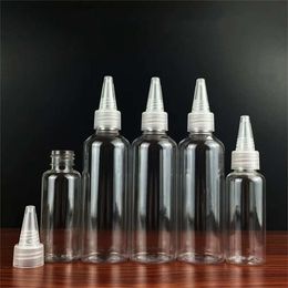 Botellas cuentagotas de PET Tapas puntiagudas 5 ml 10 ml 15 ml 20 ml 30 ml 50 ml 60 ml 80 ml 100 ml 120 ml Envase de plástico cosmético transparente Líquido de viaje Aceites E Atomizador Contenedor vacío