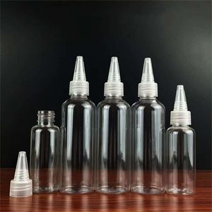 PET-druppelflessen Puntige doppen 5 ml 10 ml 15 ml 20 ml 30 ml 50 ml 60 ml 80 ml 100 ml 120 ml Doorzichtige cosmetische plastic verpakkingen Reisvloeistof E-oliën Verstuiver Lege container