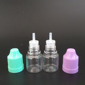 Leere PET-E-Liquid-Tropfflaschen für E-Saft, 5 ml, mit kindersicherem Verschluss, langer, dünner Spitze