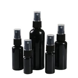 Pet Lege Plastic Black Bottle Spary Pump Clear Cover Plastic Cosmetische Verpakking Parfum Verstuiver Hervulbare Containers 10 ml 15ml 20ml 30ml 50ml 100ml