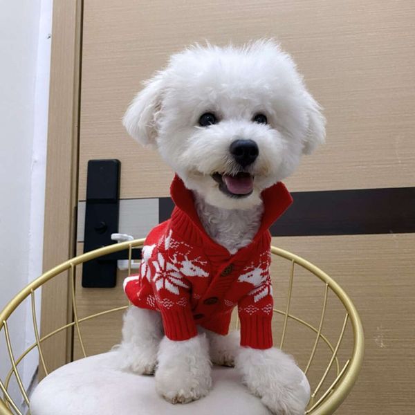 Ropa de Navidad festiva de mascota combinada con bufandas, perro que panda otoño de invierno, suéteres cálidos, pequeños y medianos de tamaño mediano