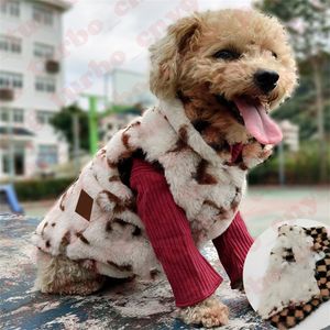 Huisdier bont jas hondenkleding huisdieren ontwerper vest honden pluche jas letter jacquard puppy bovenkleding tweezijdig