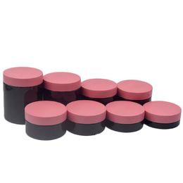 Pot de crème pour les yeux noir brillant PET bouteille d'emballage couvercle en plastique rose mat contenant cosmétique Portable vide soins de la peau pot de crème pour le visage 30G 50G 80G 100G 120G 150G 200G 250G