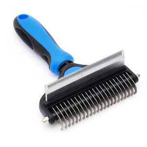 Pet Grooming Brush 2 in 1 Deshedding Tool Effectief verwijderen van knopen Matten Klitten Ontklitten Ondervacht Hark Kam voor honden en katten