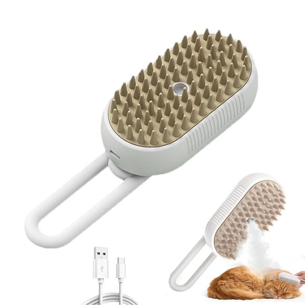 Brusque de toilettage pour animaux de compagnie 3 in1 Spray Cat Bruss Brosse auto-nettoyage du chat humide de chat avec USB Réservoir d'eau rechargeable pour chiens chats pour réduire les cheveux volants enlever les cheveux lâches enchevêtrés