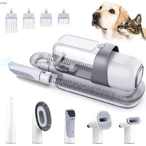 Kit de cuidado para mascotas, cortapelos para perros, succión al vacío de 2,3 L, 99% pelo de mascota, soplador de agua para mascotas, vacío, poco ruido, 5 herramientas para el cuidado de mascotas