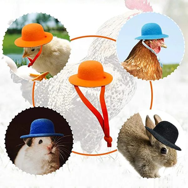 Sombrero para mascotas para animales pequeños, Accesorios divertidos, vestido de pollo, conejito, hámster, sombrero, accesorios de Cosplay, gorros con correas ajustables