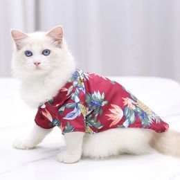 Huisdier Hawaiiaanse overhemd Kattenhond kleding kleding zomer strand kamp vest kleding bloemen zachte ananas gedrukt shirts