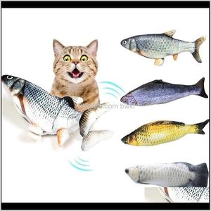 Huisdier huizen tuin drop levering 2021 verplaatsen elektrisch voor USB Charger interactieve kauwbeet Toys Catnip Supplies Kitten Fish Flop Cat Wagging
