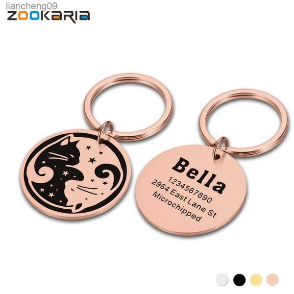 Etiquetas de identificación para mascotas, placa de nombre personalizada, Collar grabado gratis antipérdida, accesorios colgantes redondos, nombre de identificación de perro personalizado, Dropshipping L230620