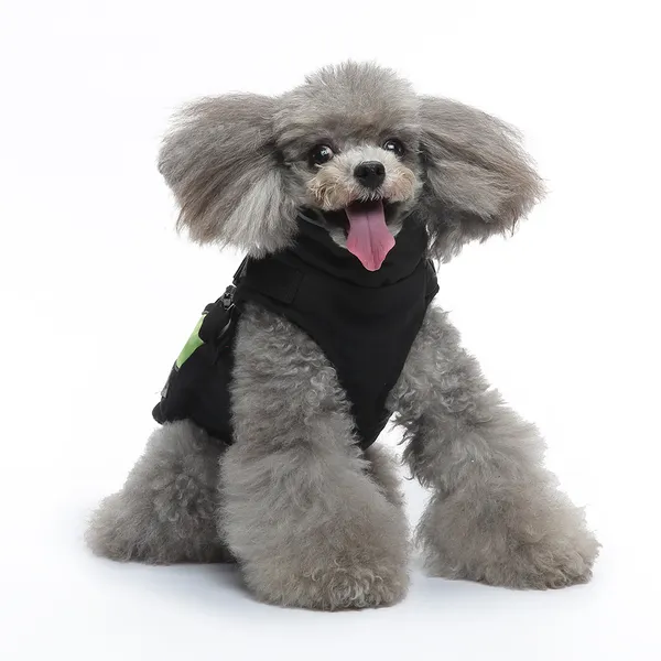 Veste pour animal de compagnie, manteau imperméable pour chien, veste chaude pour chien, trench-coat pour chien, costume réfléchissant pour chien avec veste zippée réfléchissante, noir