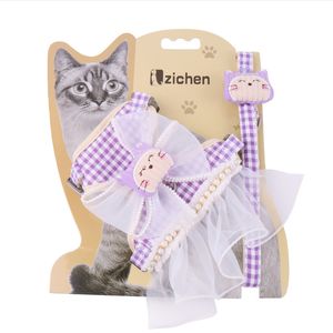 Laisses pour animaux de compagnie corde de traction pour chat poitrine et dos pour éviter les ruptures de cordes de chats laisse rétractable mignonne avec chien arc